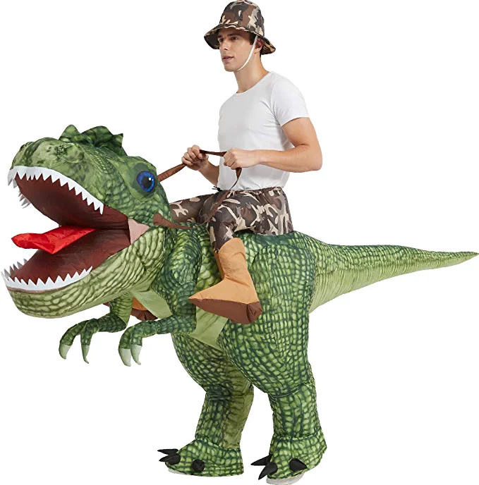 Inflatable T Rex Costume - Blow Up DIY Green Dinosaur Outfit
