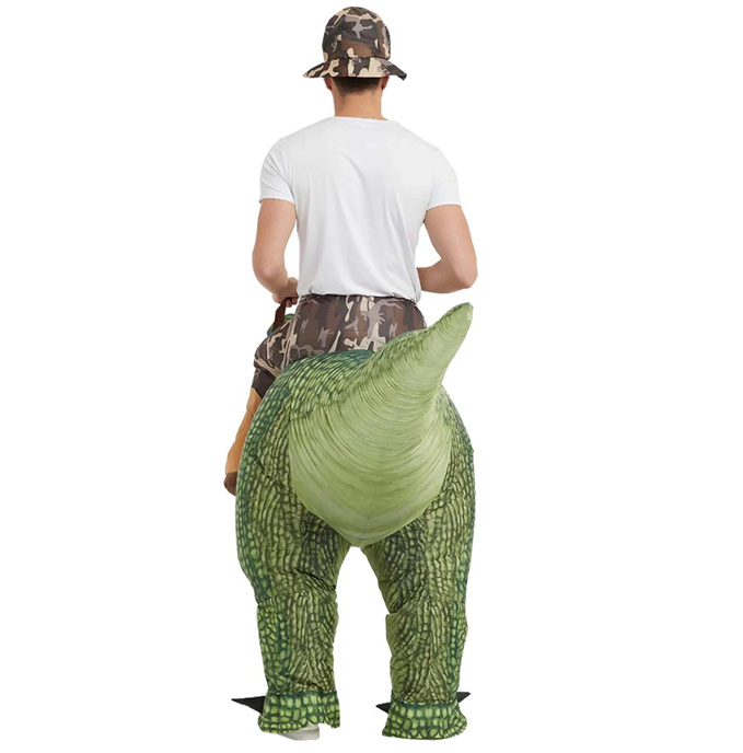 Inflatable T Rex Costume - Blow Up DIY Green Dinosaur Outfit Rear View