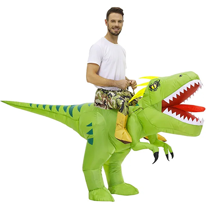 Inflatable Green T-Rex Dinosaur Blow Up DIY Halloween Adult Costume