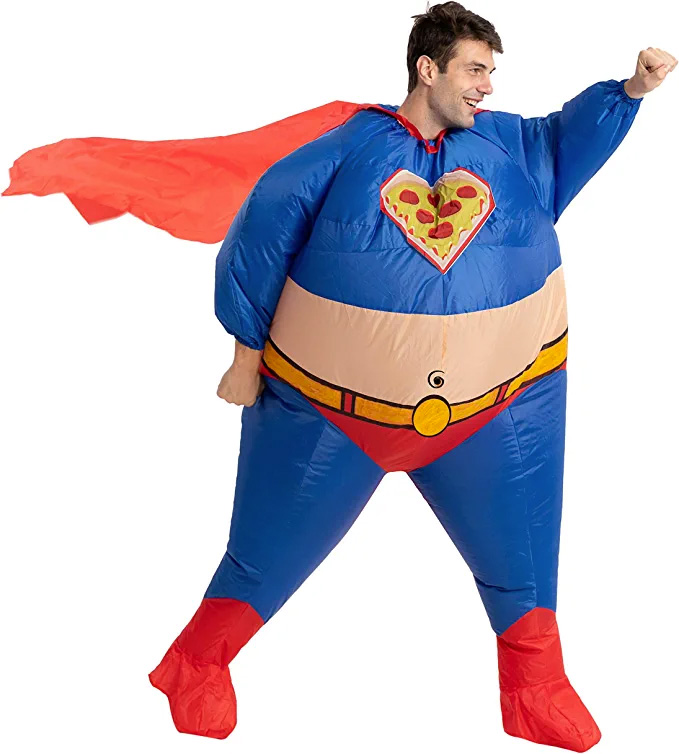Inflatable Fat Superhero Halloween Costume Flying Mode