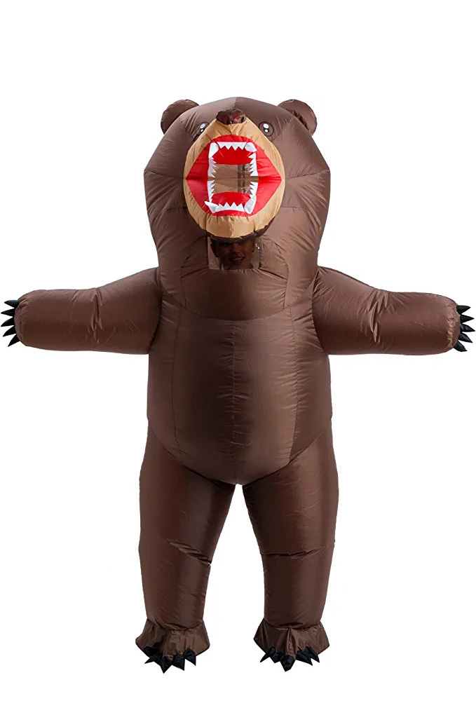 Inflatable Grizzly Bear Blow Up DIY Halloween Costume front view
