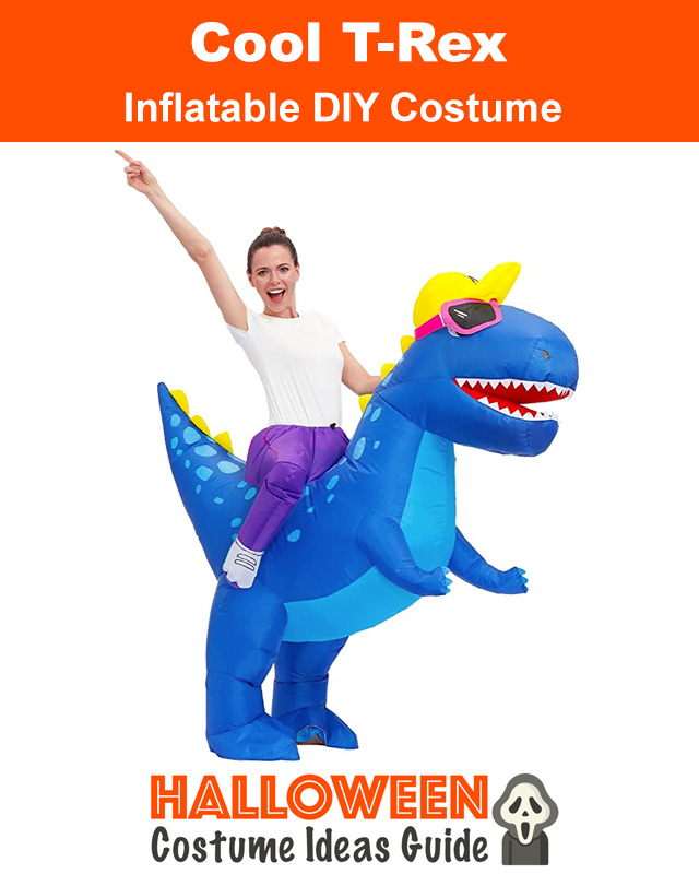 Funny Jurassic Park Inflatable Blue T Rex Dinosaur Blow Up DIY Halloween Costume