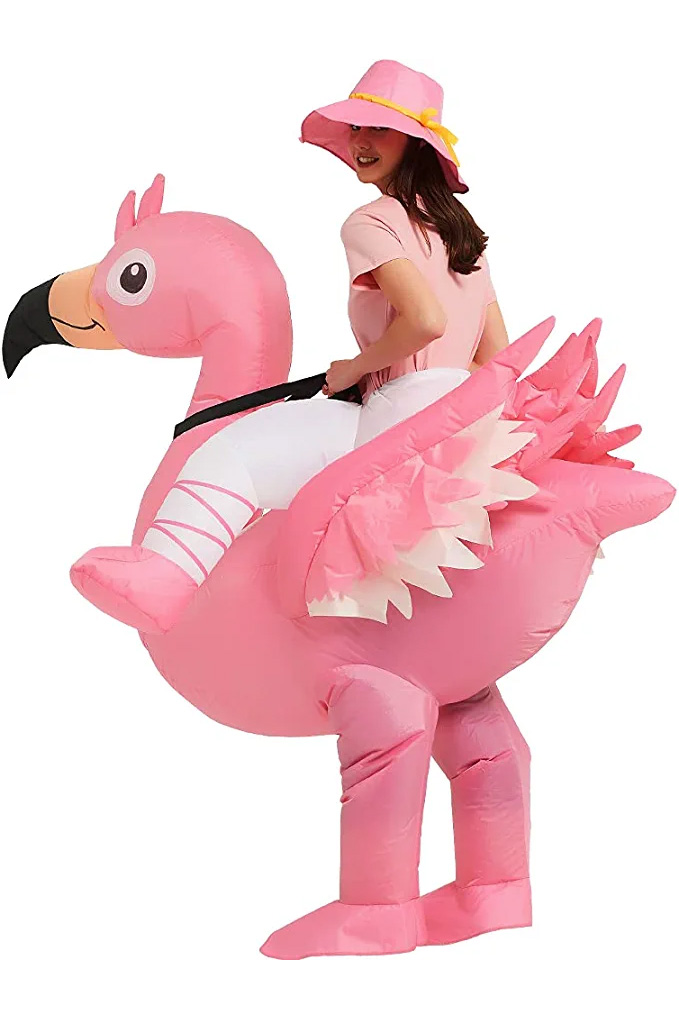 Inflatable Flamingo Halloween Costume Plumage View