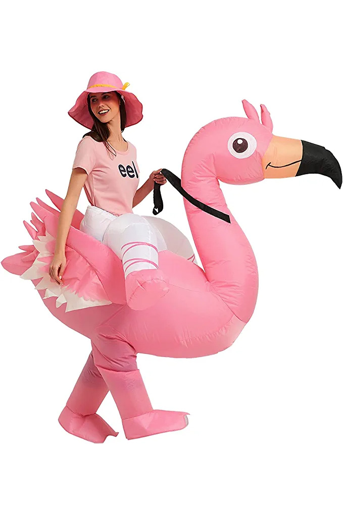 Inflatable Flamingo Halloween Costume Side View